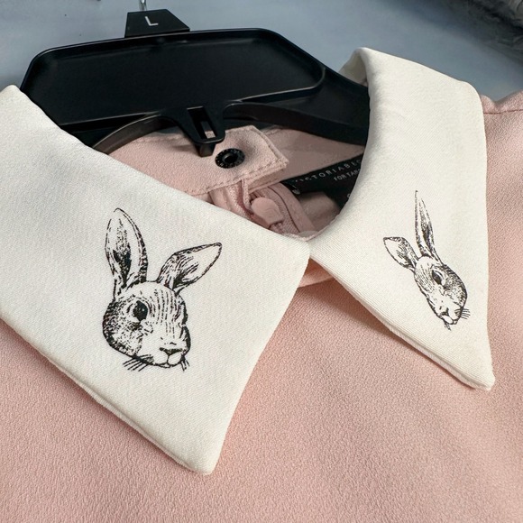 NWT Victoria Beckham Target Pink Rabbit Collar Shift Dress Sz S Feminine Easter - Picture 3 of 8